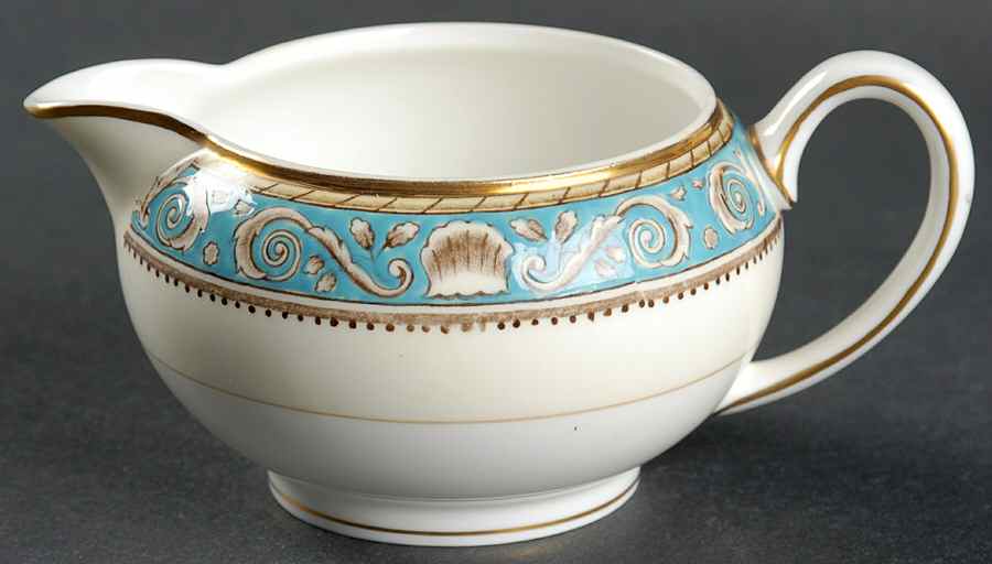 Runnymede Turquoise (Brown Shells, Floral Center) 146 Shape Creamer by Wedgwood-1
