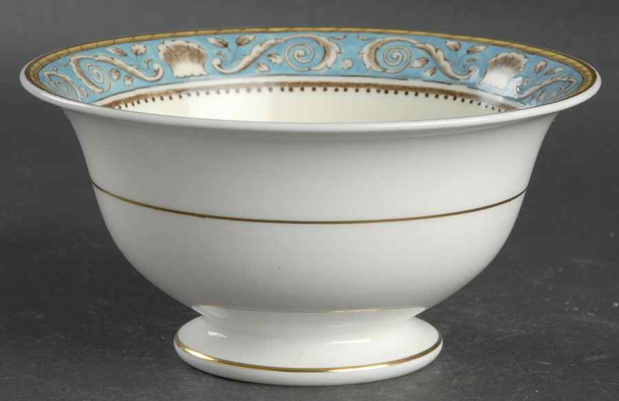 Runnymede Turquoise (Brown Shells, Floral Center) Open Sugar Bowl by Wedgwood-1