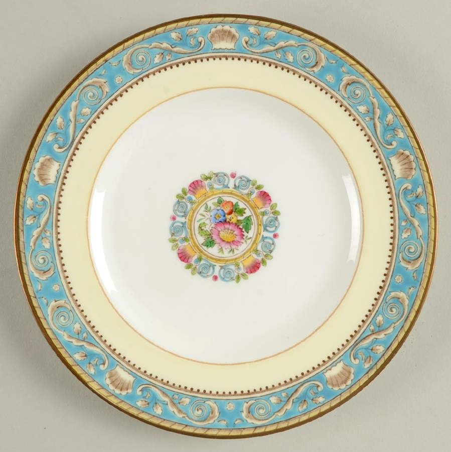 Runnymede Turquoise (Brown Shells, Floral Center) Dessert/Pie Plate by Wedgwood-1