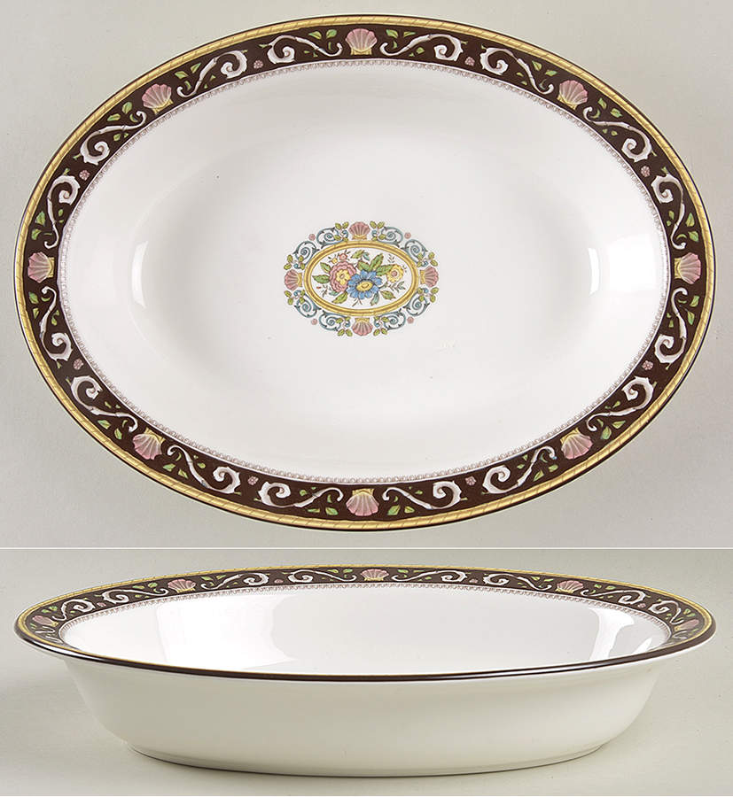 Runnymede Brown 10" Oval Vegetable Bowl by Wedgwood-1