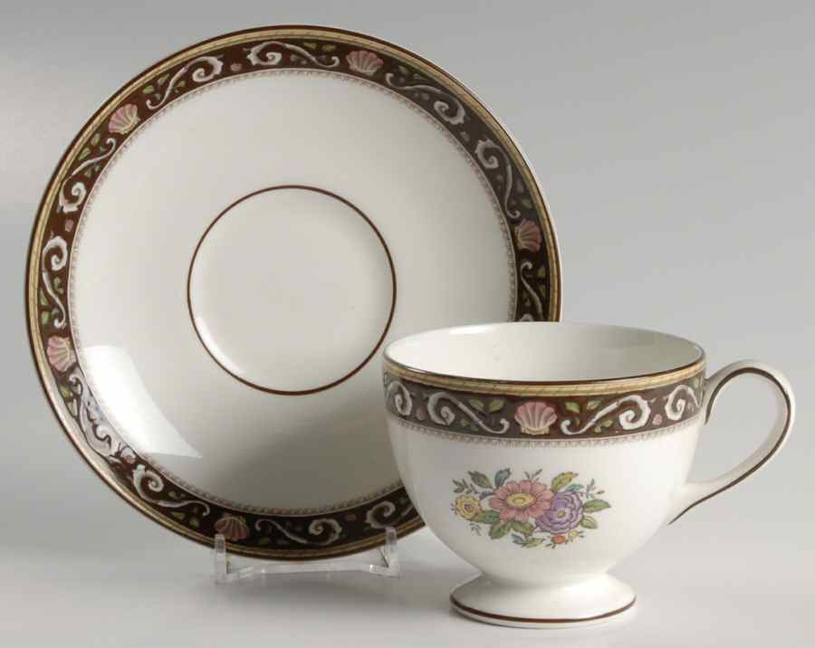 Runnymede Brown Footed Cup & Saucer Set by Wedgwood-1