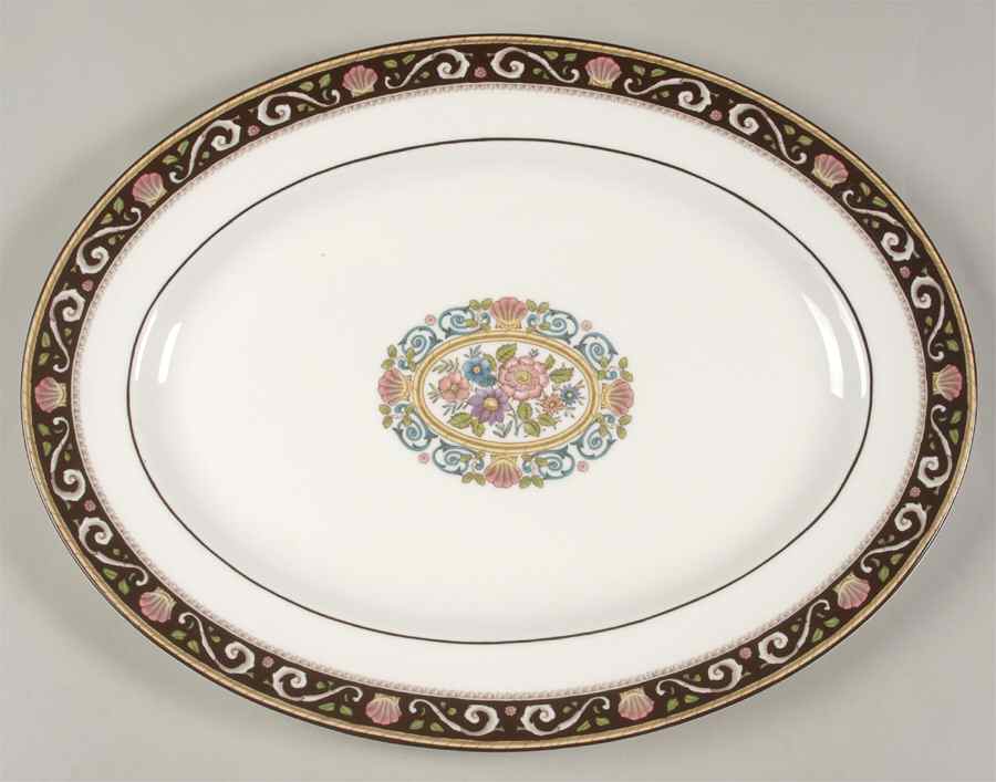Runnymede Brown 15" Oval Serving Platter by Wedgwood-1