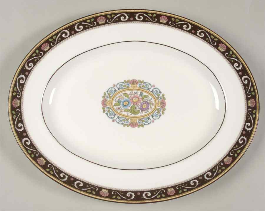 Runnymede Brown 14" Oval Serving Platter by Wedgwood-1