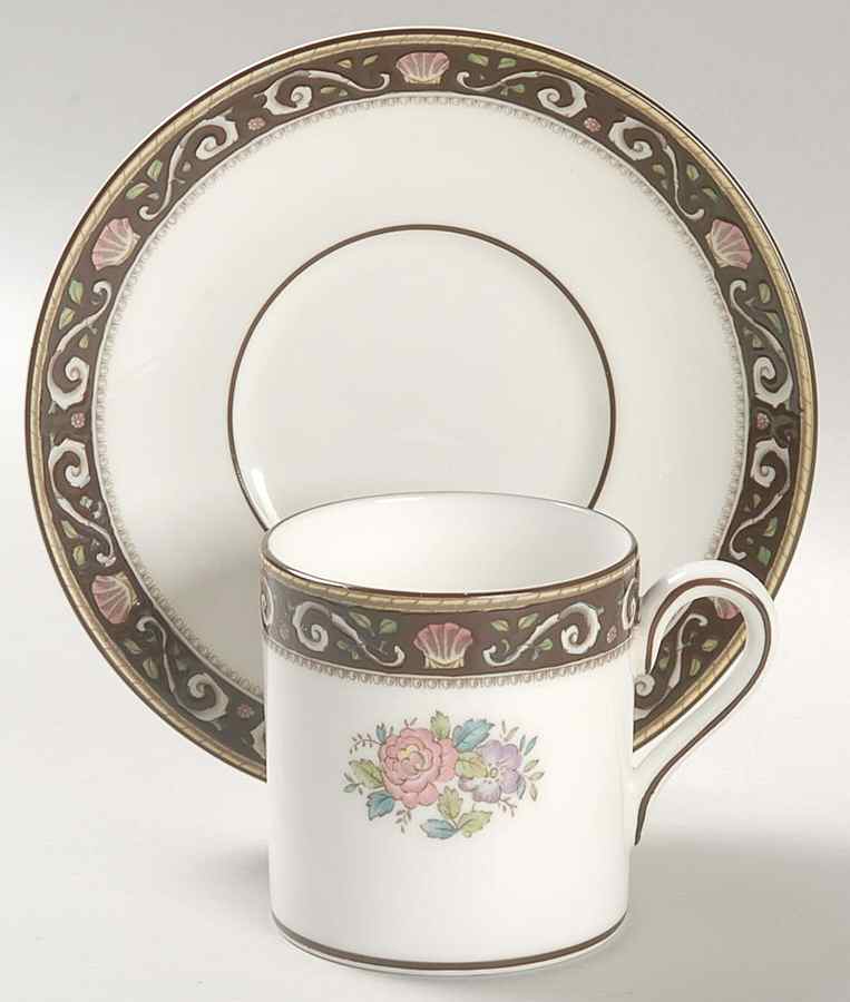 Runnymede Brown Bond Shape Demitasse Cup and Saucer Set by Wedgwood-1