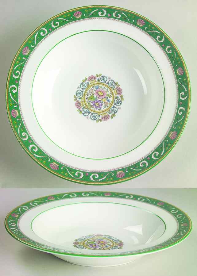 Runnymede Green Rim Soup Bowl by Wedgwood-1