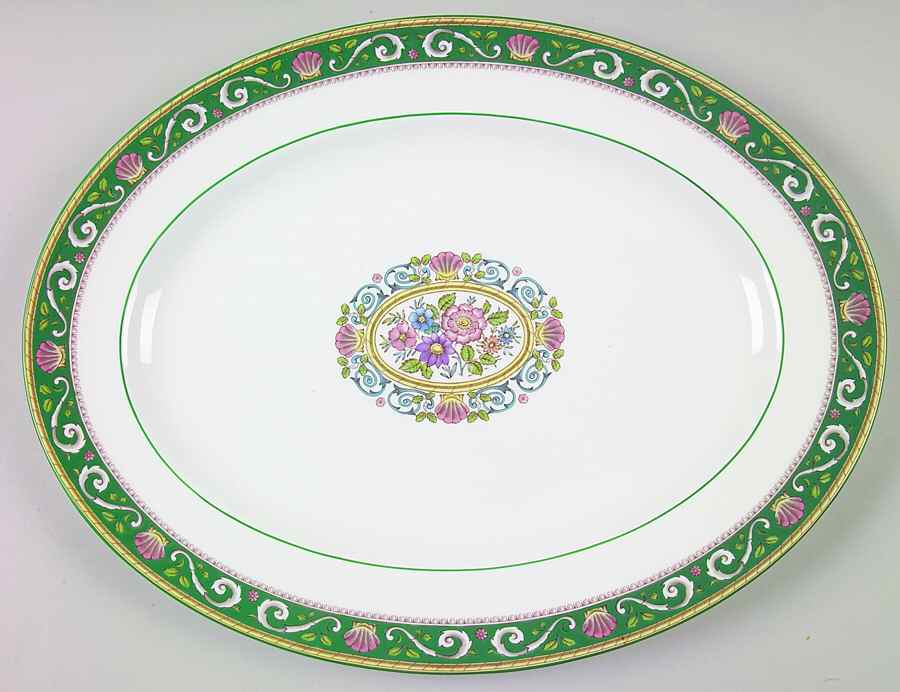 Runnymede Green 15" Oval Serving Platter by Wedgwood-1