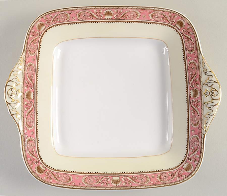 Runnymede Pink Square Handled Cake Plate by Wedgwood-1