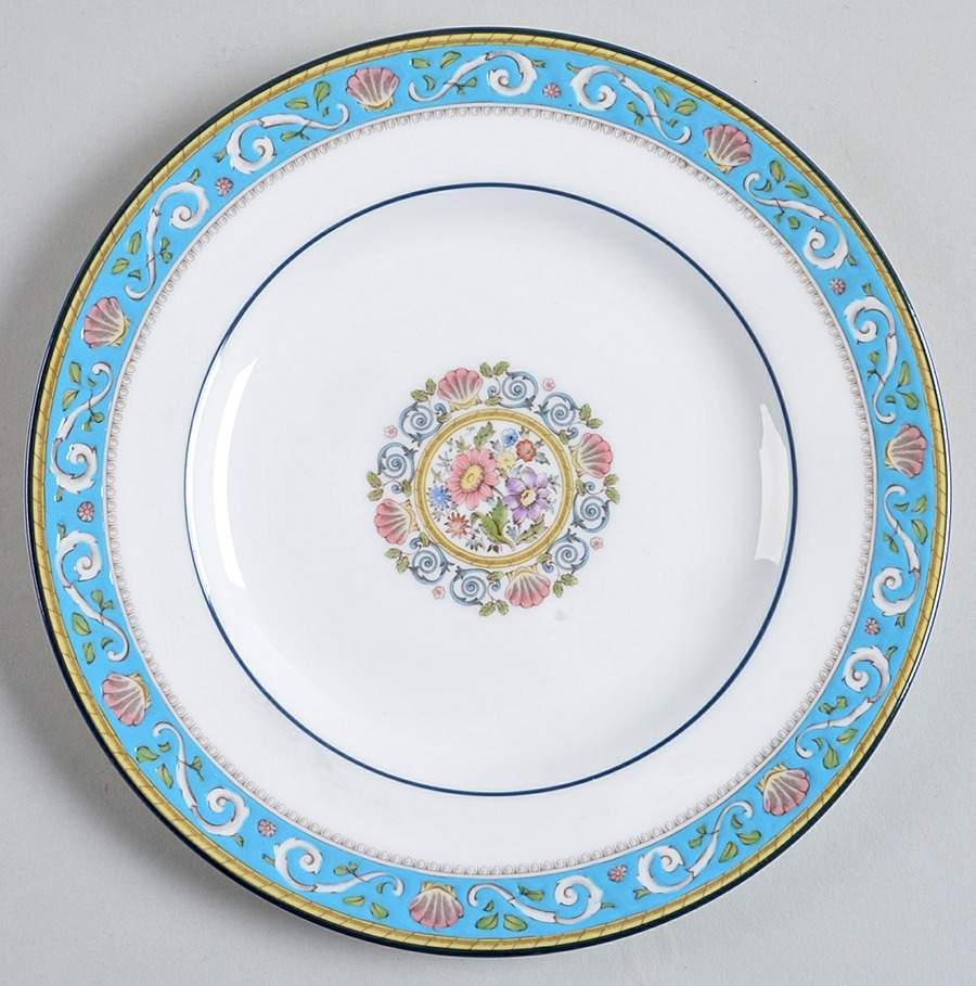 Runnymede Turquoise (Pink Shells, Floral Center) Dessert/Pie Plate by Wedgwood-1