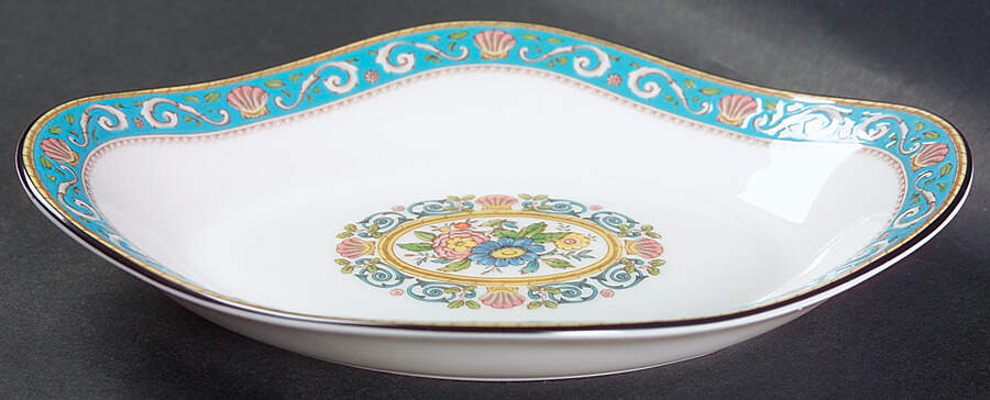 Runnymede Turquoise (Pink Shells, Floral Center) Pickle Dish by Wedgwood-1