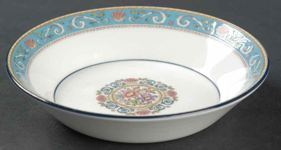 Runnymede Turquoise (Pink Shells, Floral Center) Fruit/Dessert (Sauce) Bowl by Wedgwood-1