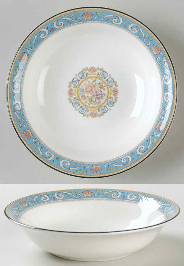 Runnymede Turquoise (Pink Shells, Floral Center) Coupe Cereal Bowl by Wedgwood-1