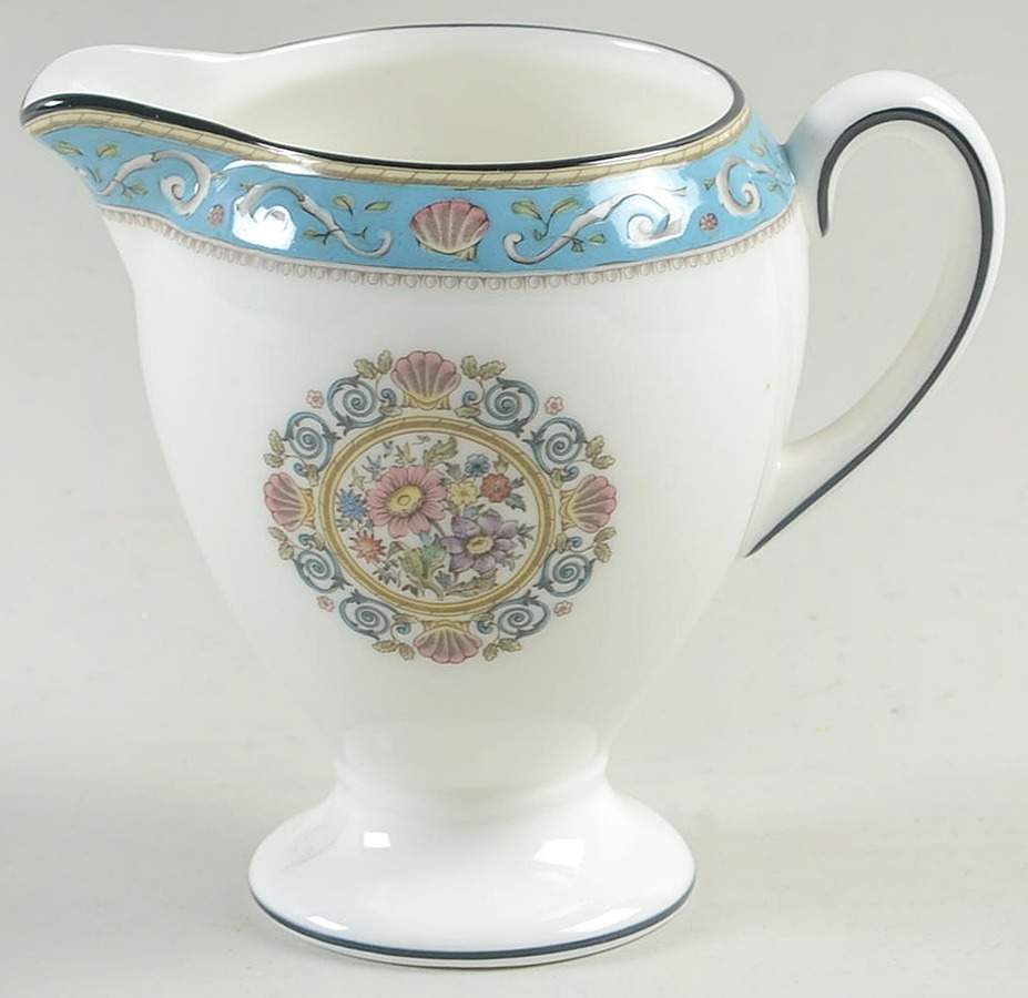 Runnymede Turquoise (Pink Shells, Floral Center) Globe Shape Creamer by Wedgwood-1