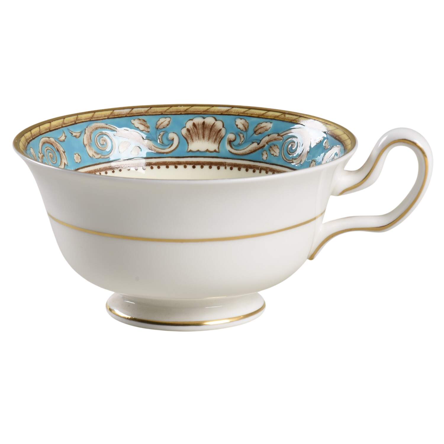 Runnymede Turquoise (Brown Shells, No Center) Footed Cup by Wedgwood-1