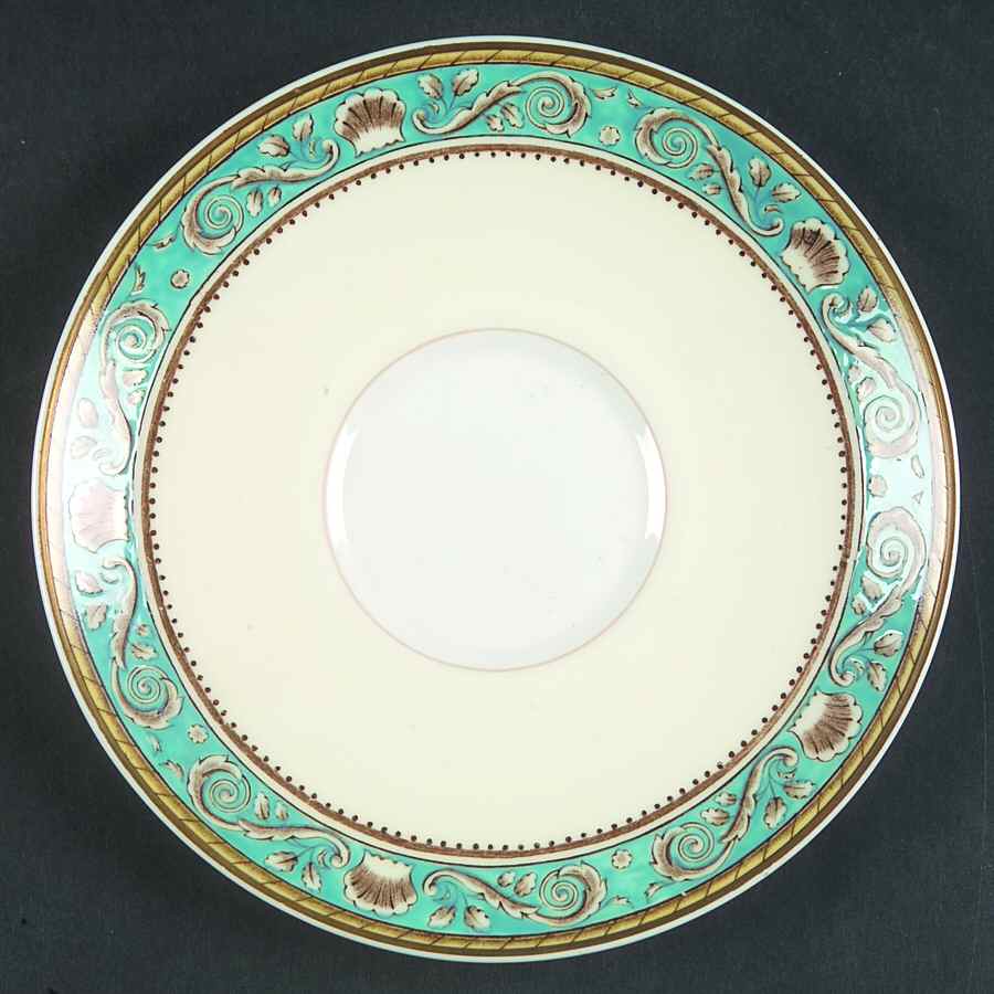 Runnymede Turquoise (Brown Shells, No Center) Saucer for Cream Soup Bowl by Wedgwood-1