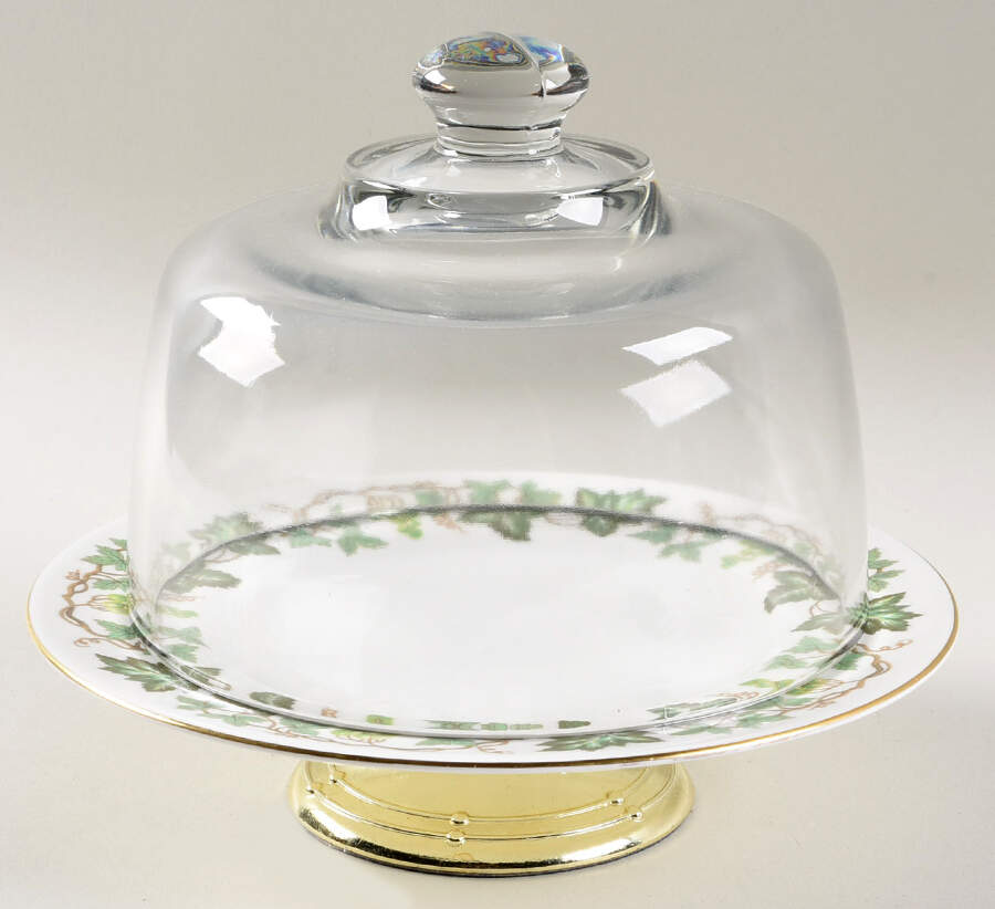 Santa Clara 6 1/2"-7 1/2" Footed Cheese Plate w/ Glass Dome HC by Wedgwood-1