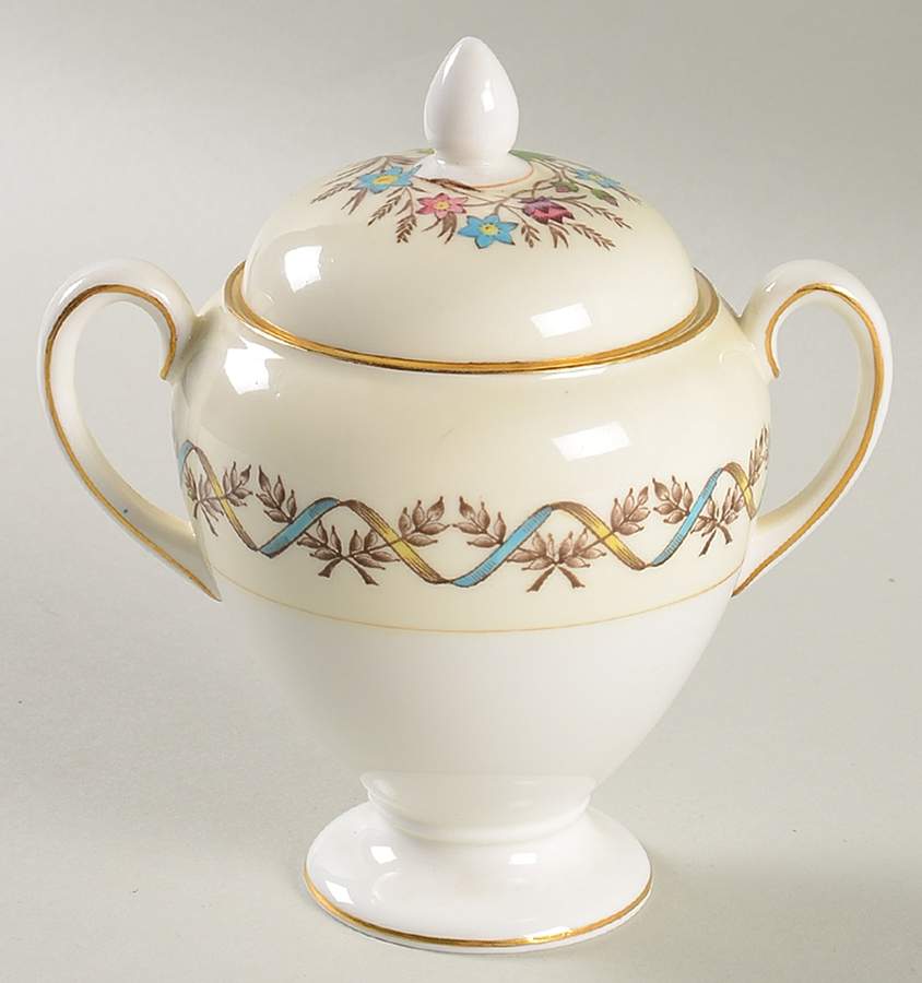 Sandringham Blue Globe Shape Sugar Bowl & Lid by Wedgwood-1