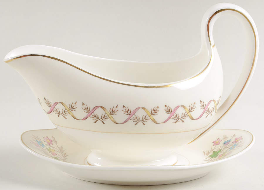 Sandringham Pink Gravy Boat & Underplate by Wedgwood-1