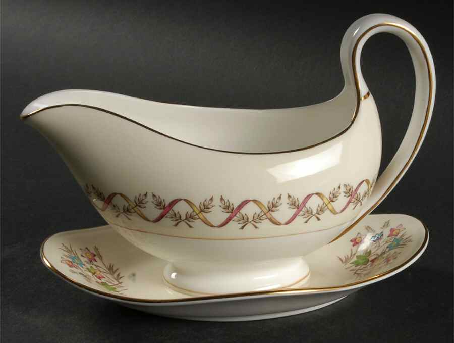 Sandringham Pink Gravy Boat with Attached Underplate by Wedgwood-1