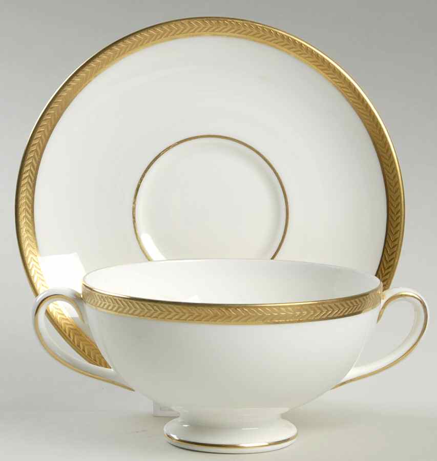 Senator Footed Cream Soup Bowl & Saucer Set by Wedgwood-1