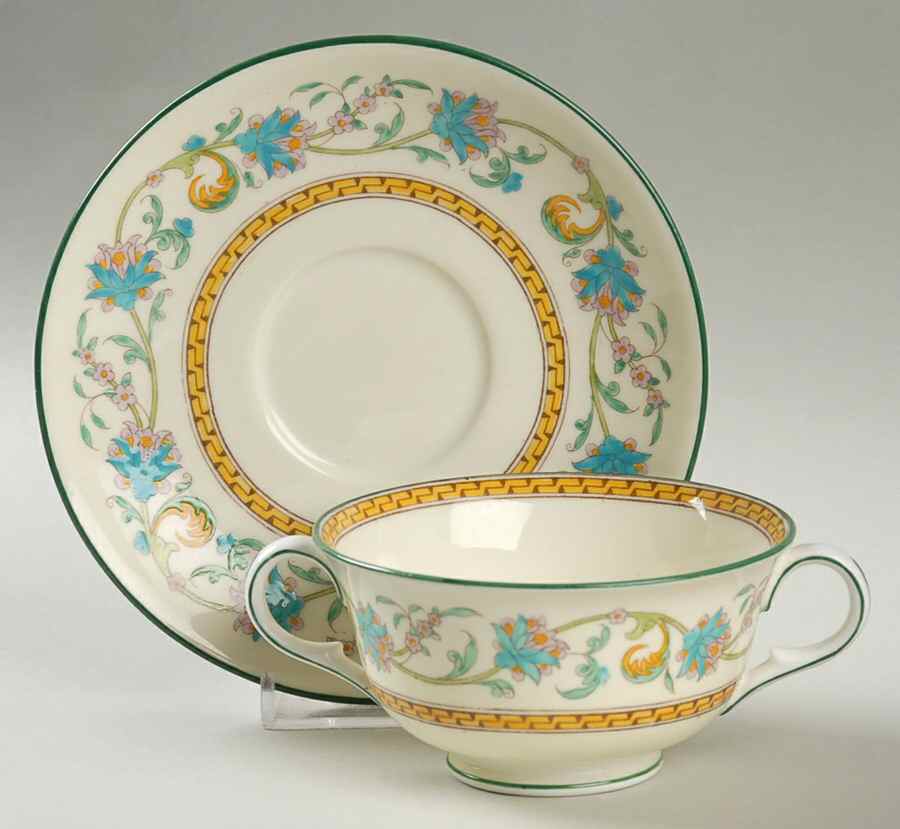 Shah (W734, Cream Rim) Footed Bouillon Cup & Saucer by Wedgwood-1