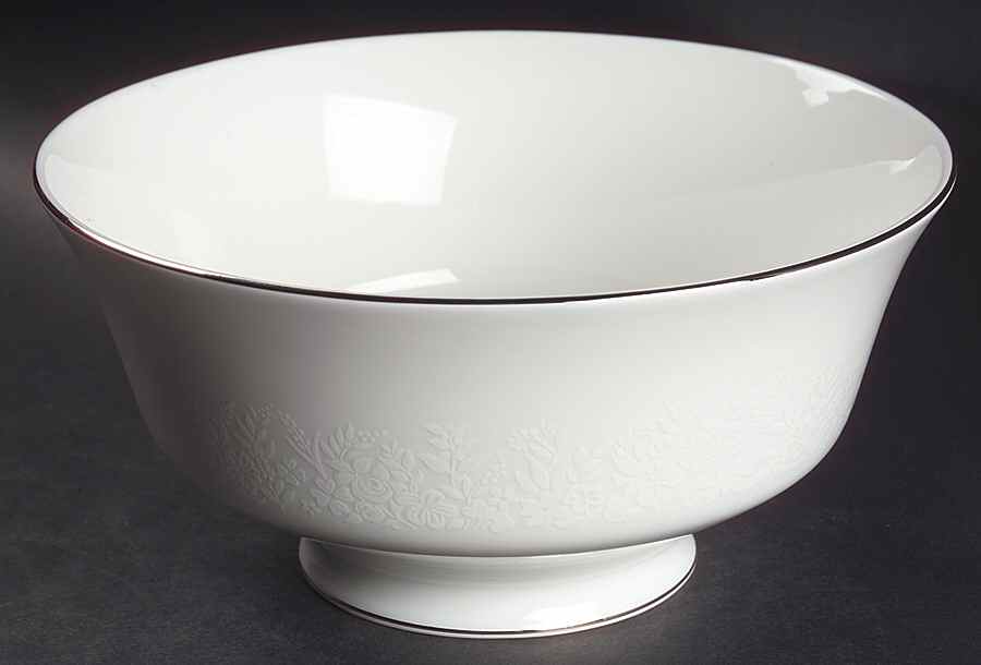 Silver Ermine (R4452, Contour Shape) 9" Salad Serving Bowl by Wedgwood-1
