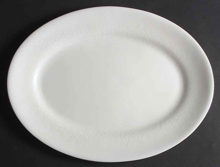 Silver Ermine (R4452, Contour Shape) 15" Oval Serving Platter by Wedgwood-1