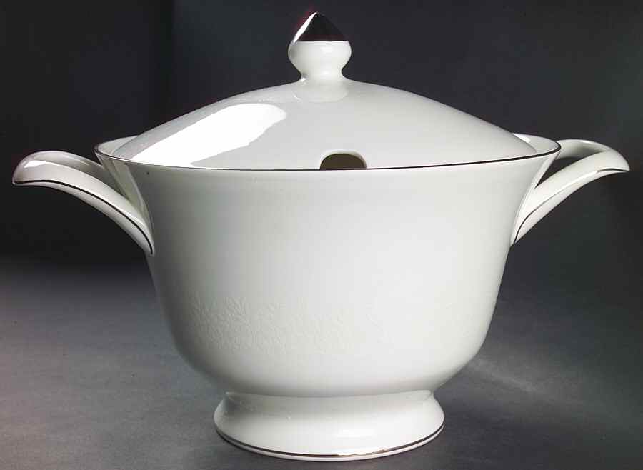 Silver Ermine (R4452, Contour Shape) Tureen &  Lid by Wedgwood-1