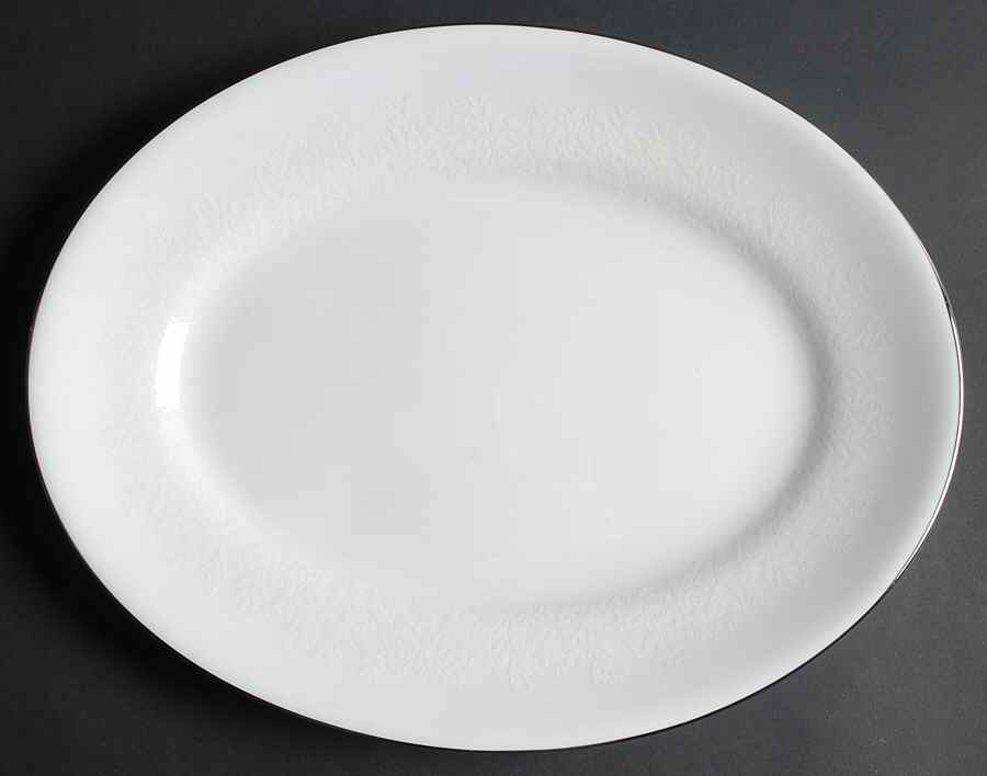Silver Ermine (R4452, Contour Shape) 14" Oval Serving Platter by Wedgwood-1