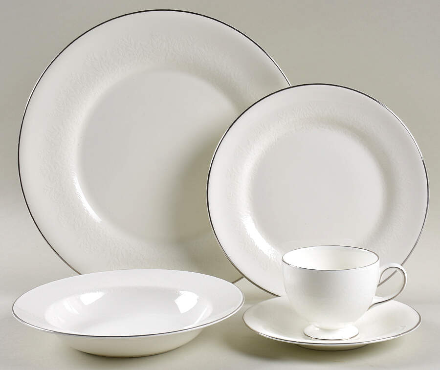 Silver Ermine (R4452, Traditional Shape) 5 Piece Place Setting by Wedgwood-1