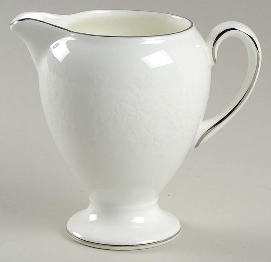Silver Ermine (R4452, Traditional Shape) Globe Shape Creamer by Wedgwood-1