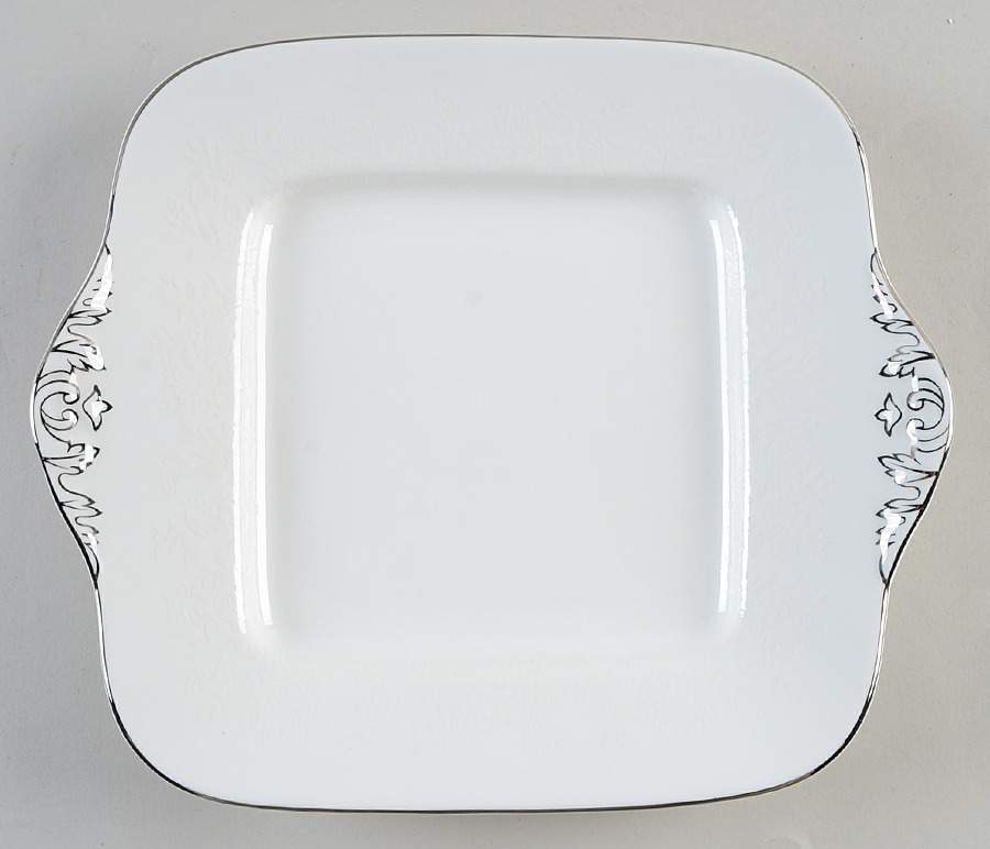Silver Ermine (R4452, Traditional Shape) Square Cake Plate by Wedgwood-1