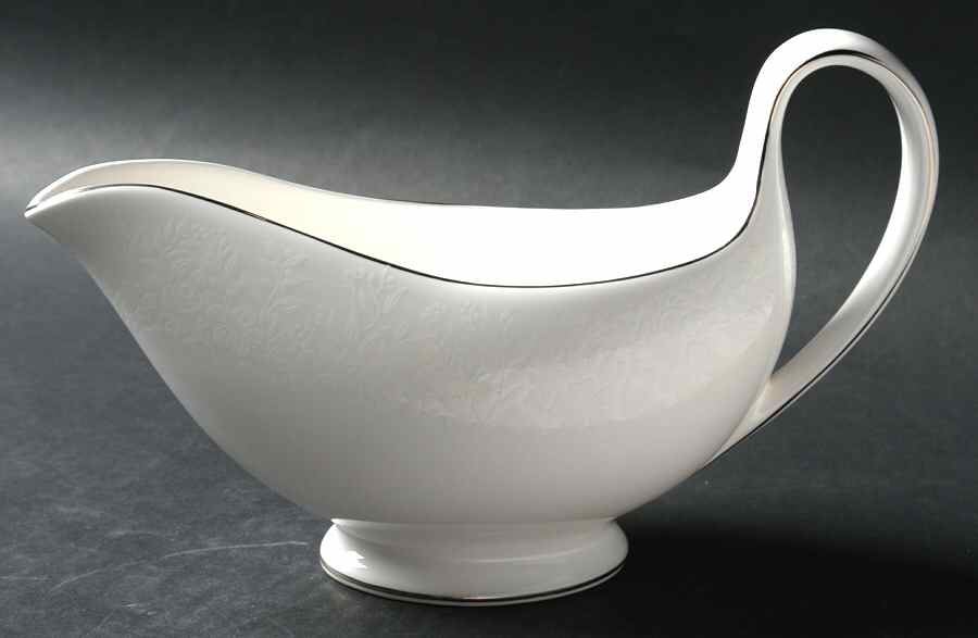 Silver Ermine (R4452, Traditional Shape) Gravy Boat by Wedgwood-1