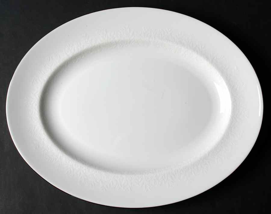 Silver Ermine (R4452, Traditional Shape) 14" Oval Serving Platter by Wedgwood-1