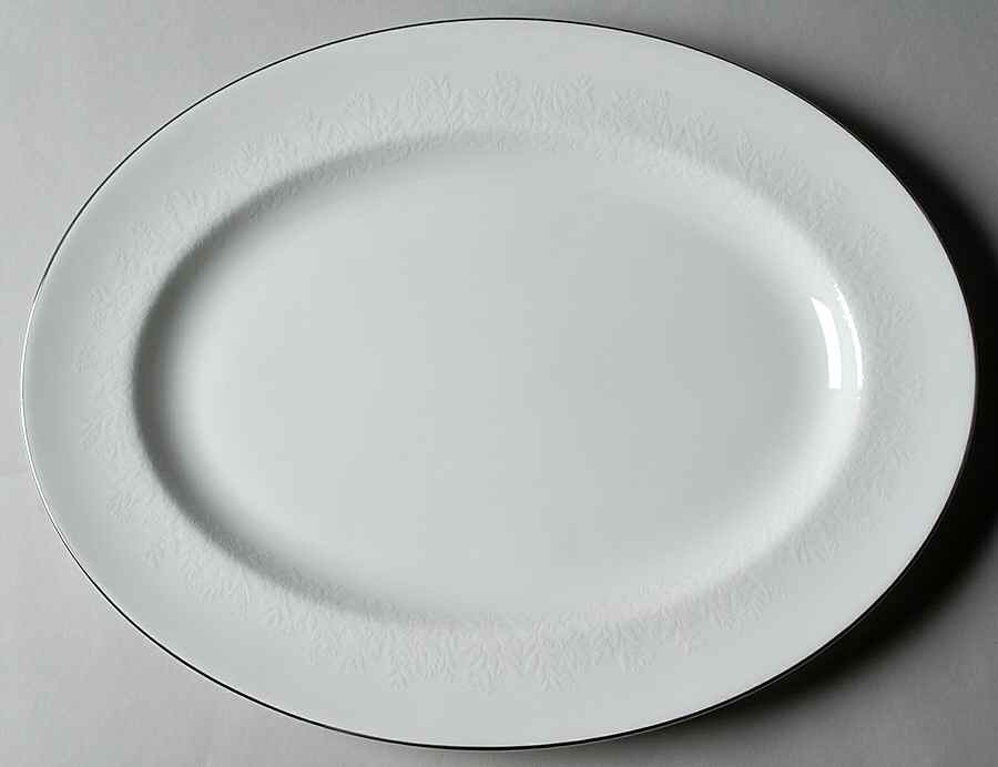 Silver Ermine (R4452, Traditional Shape) 15" Oval Serving Platter by Wedgwood-1