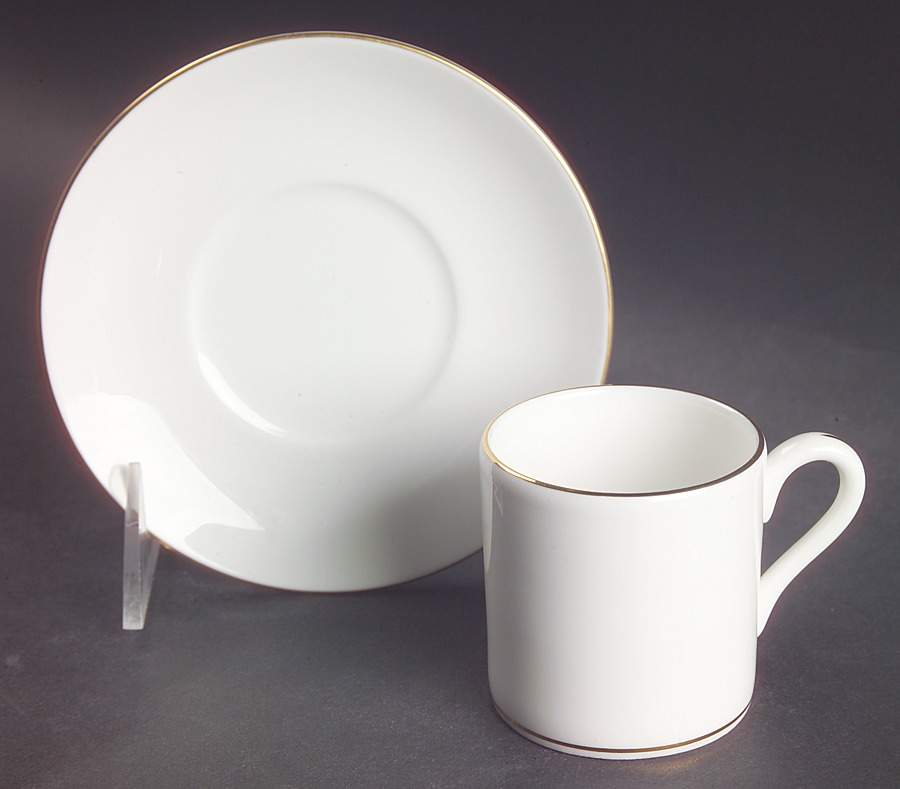 Signet Gold Bond Shape Demitasse Cup and Saucer Set by Wedgwood-1