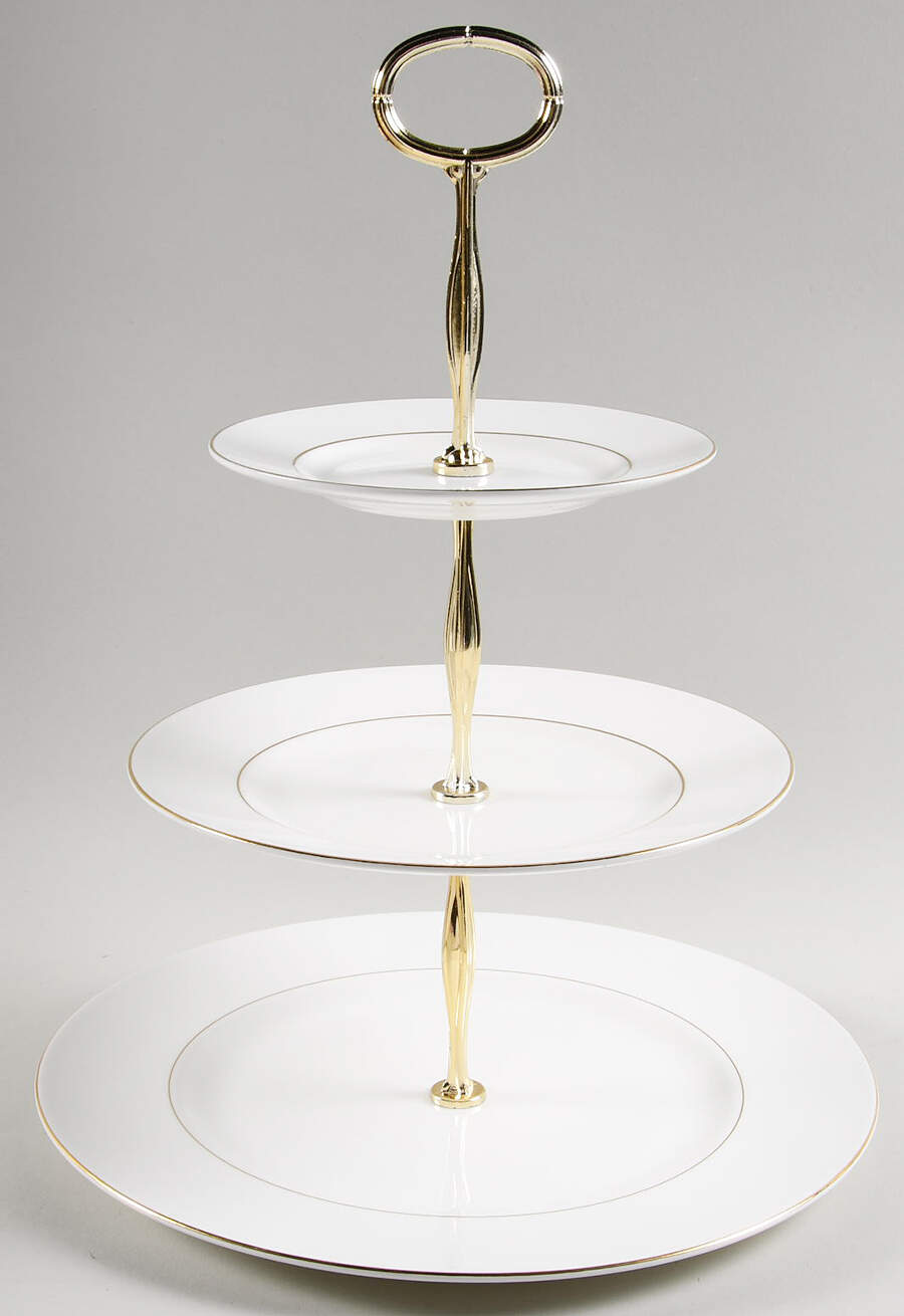 Signet Gold 13 7/8"-14 1/4" 3-Tiered Serving Tray(DP,SP,BB) HC by Wedgwood-1