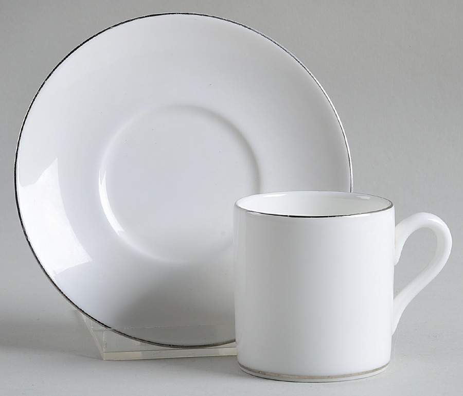 Signet Platinum Bond Shape Demitasse Cup and Saucer Set by Wedgwood-1
