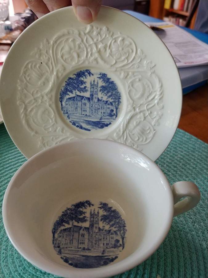 Smith College Blue Footed Cup & Saucer Set by Wedgwood-1