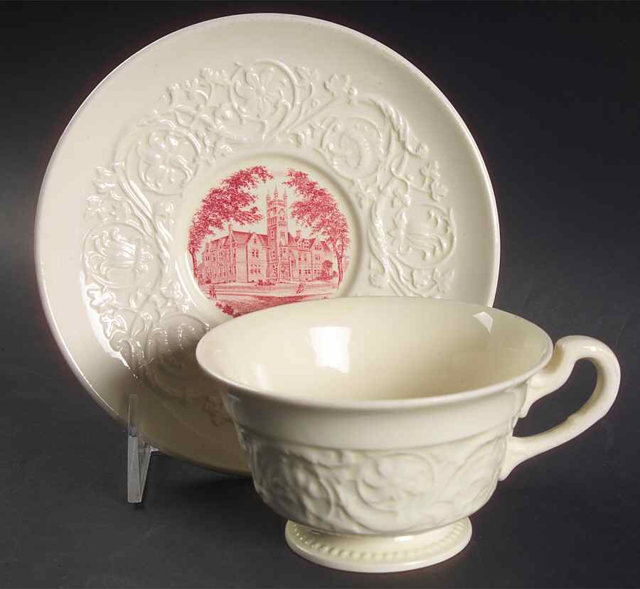 Smith College Pink Footed Cup & Saucer Set by Wedgwood-1