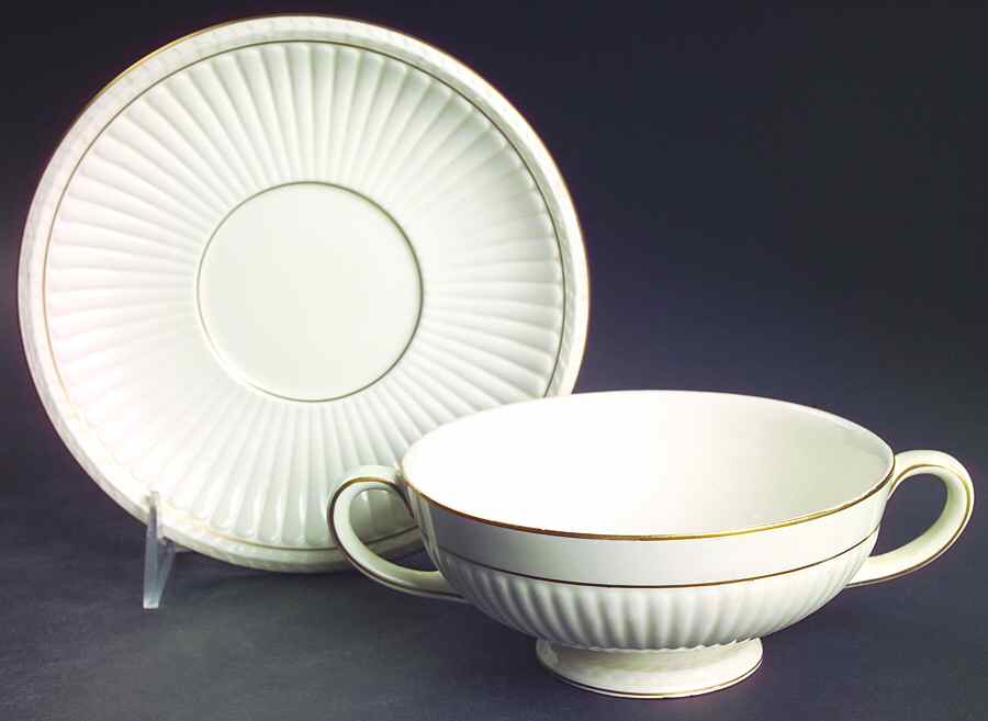Spartan Footed Cream Soup Bowl & Saucer Set by Wedgwood-1
