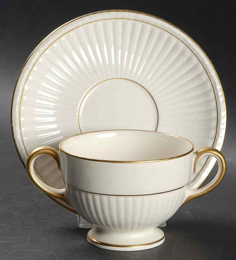 Spartan Footed Bouillon Cup & Saucer by Wedgwood-1