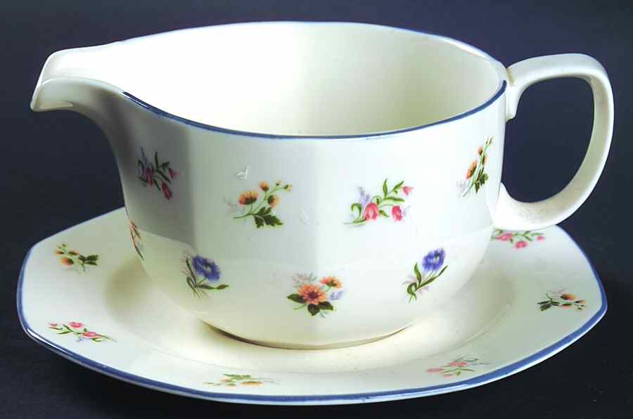 Springtime (Multi On Ivory) Gravy Boat & Underplate by Wedgwood-1