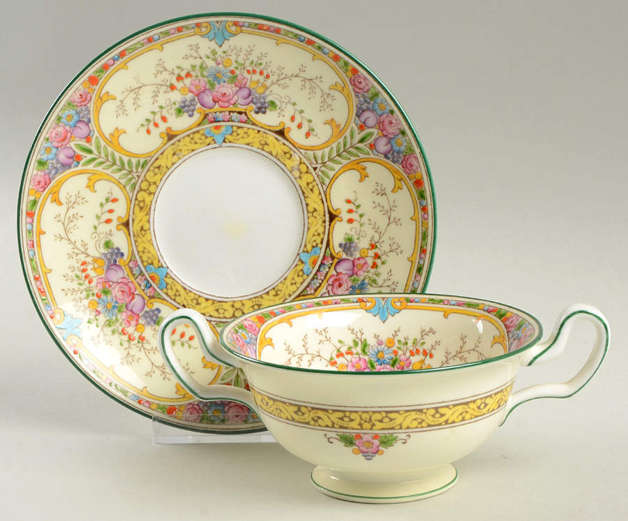 St Austell Footed Cream Soup Bowl & Saucer Set by Wedgwood-1