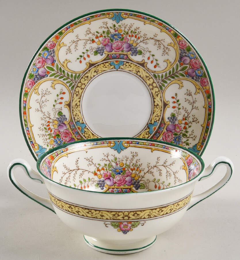 St Austell Footed Cream Soup Bowl & Saucer Set by Wedgwood-1
