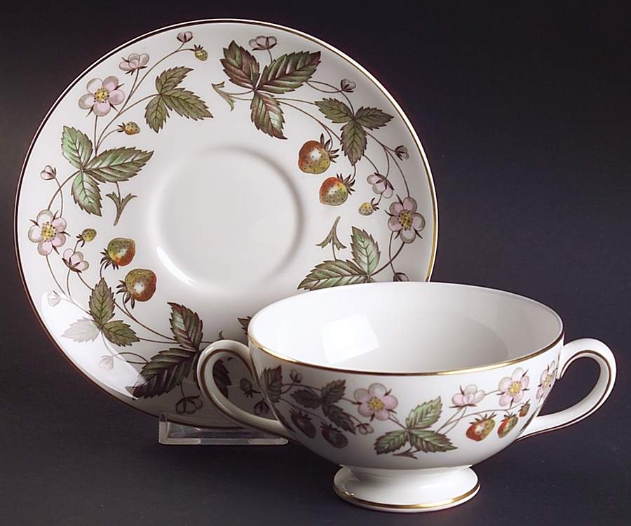 Strawberry Hill Footed Cream Soup Bowl & Saucer Set by Wedgwood-1