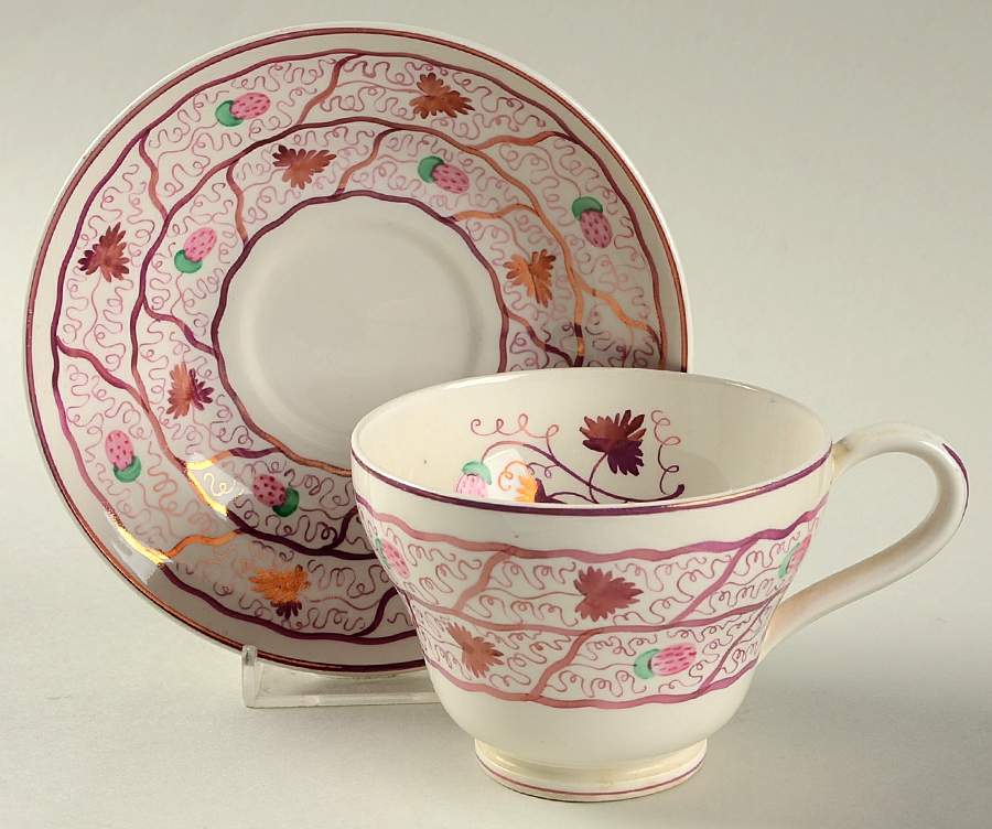 Strawberry Lustre Footed Cup & Saucer Set by Wedgwood-1