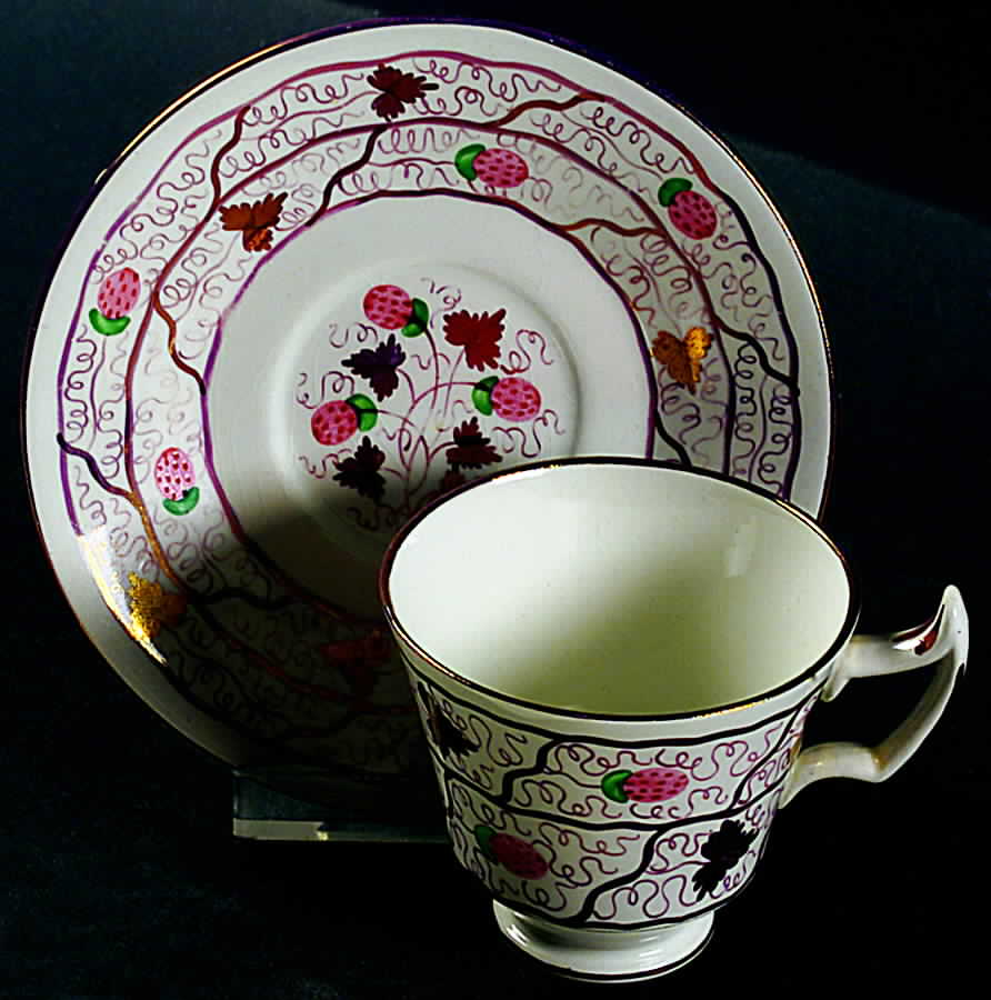 Strawberry Lustre Footed Demitasse Cup & Saucer Set by Wedgwood-1