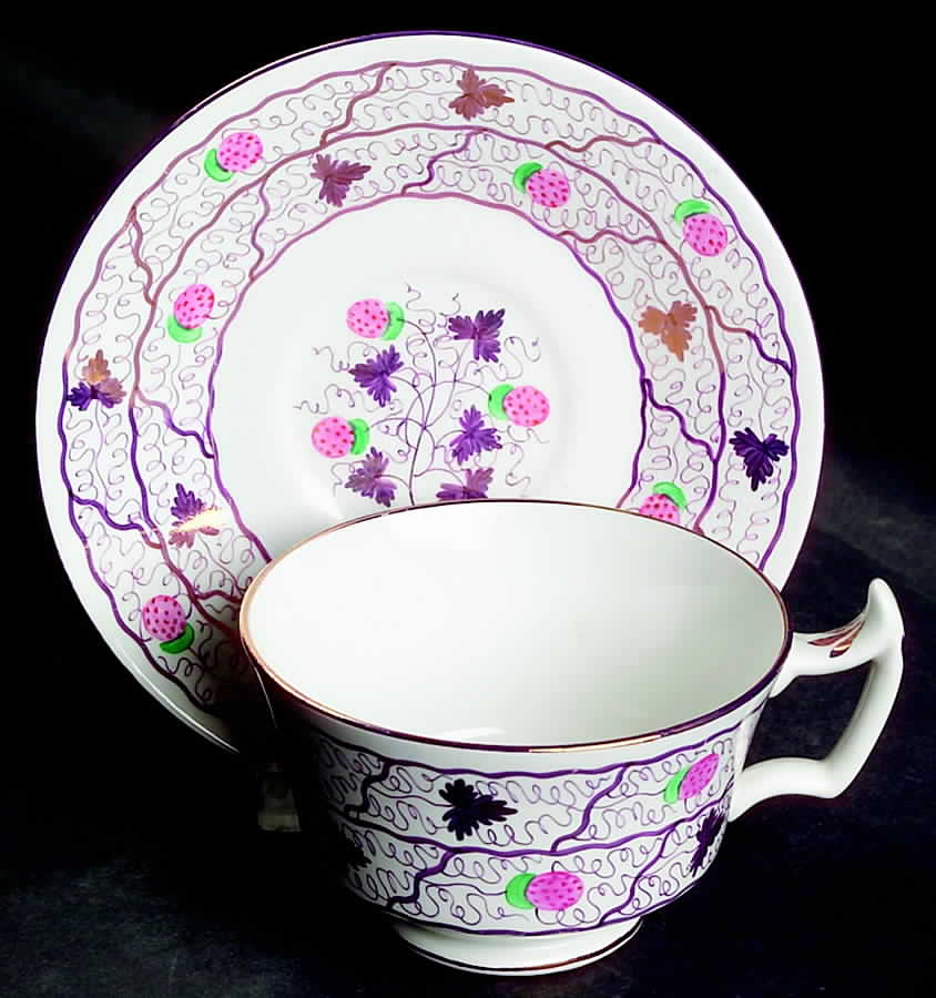 Strawberry Lustre Footed Cup & Saucer Set by Wedgwood-1