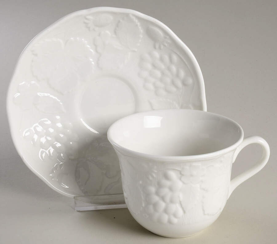 Strawberry & Vine (Bone Or Earthenware) Flat Cup & Saucer Set by Wedgwood-1
