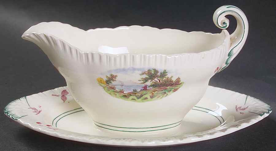 Summer Time Gravy Boat with Attached Underplate by Wedgwood-1